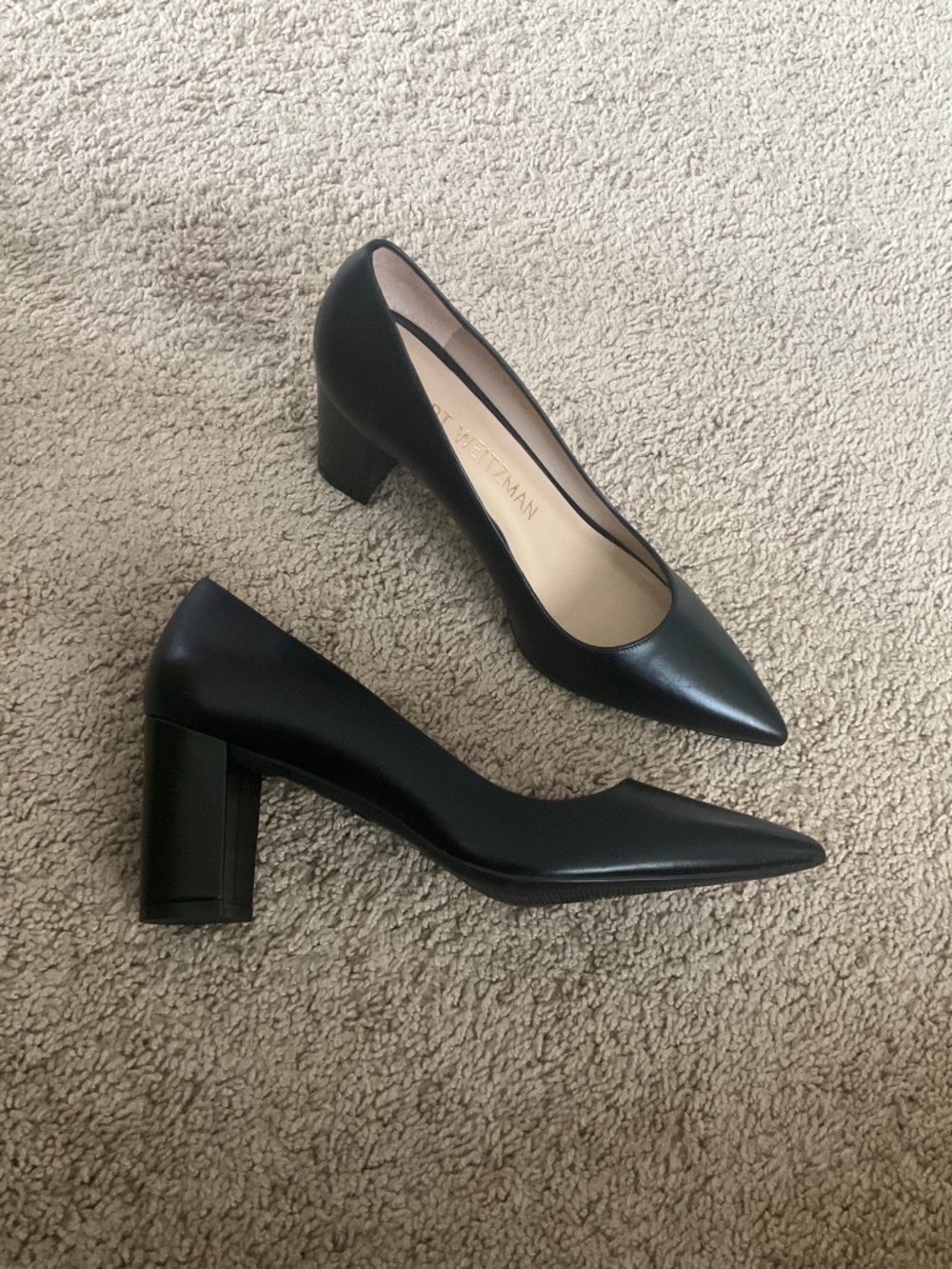 Stuart Weitzman Stuart Leather Block-Heel Pumps - Picture 5 of 9